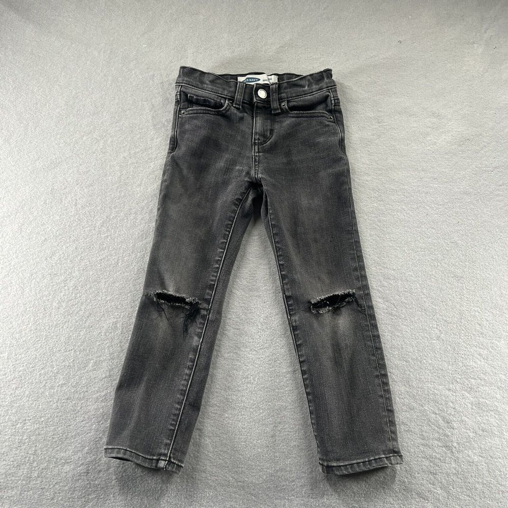 Old Navy Jeans Boys 5 Karate Slim Leg Distressed Destroyed Grunge Skater Faded‎